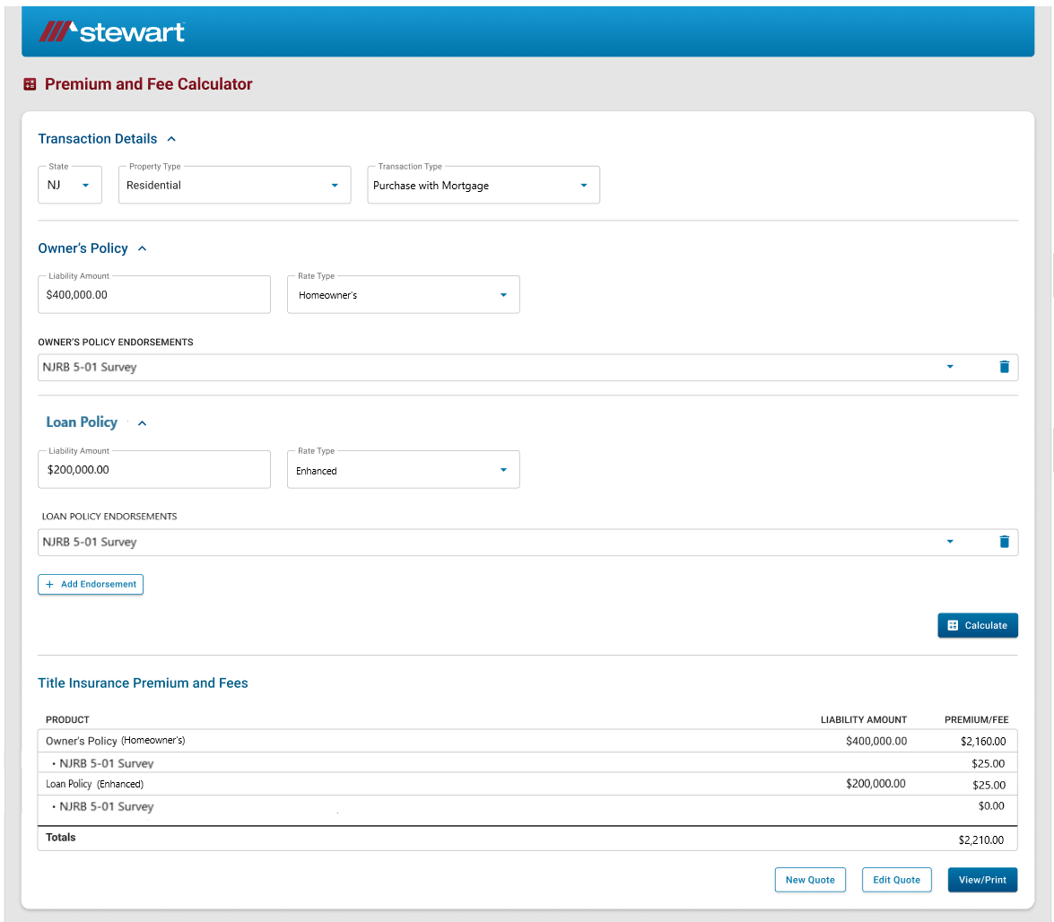 High fidelity screen showing search results
