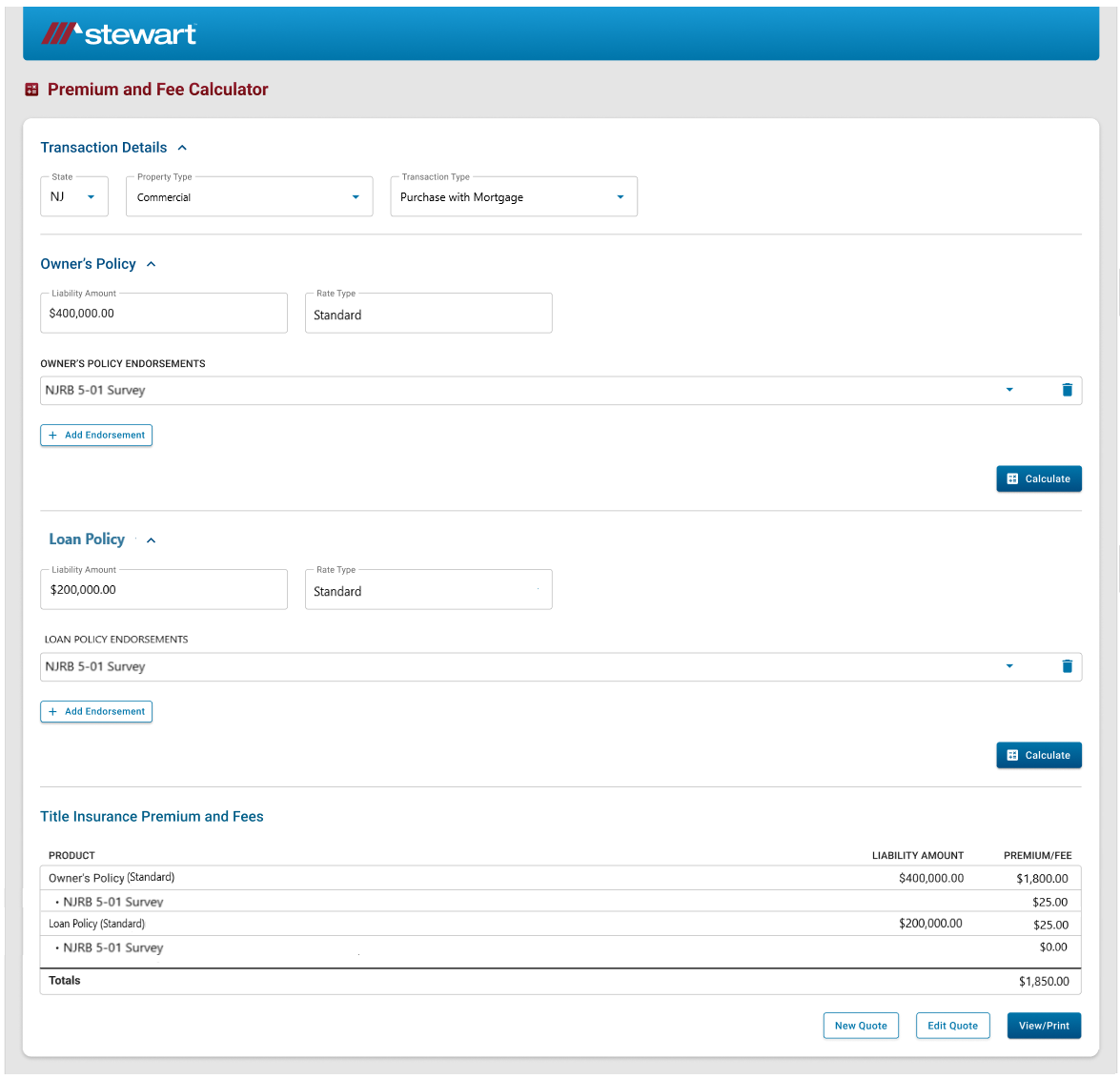 High fidelity screen showing search results