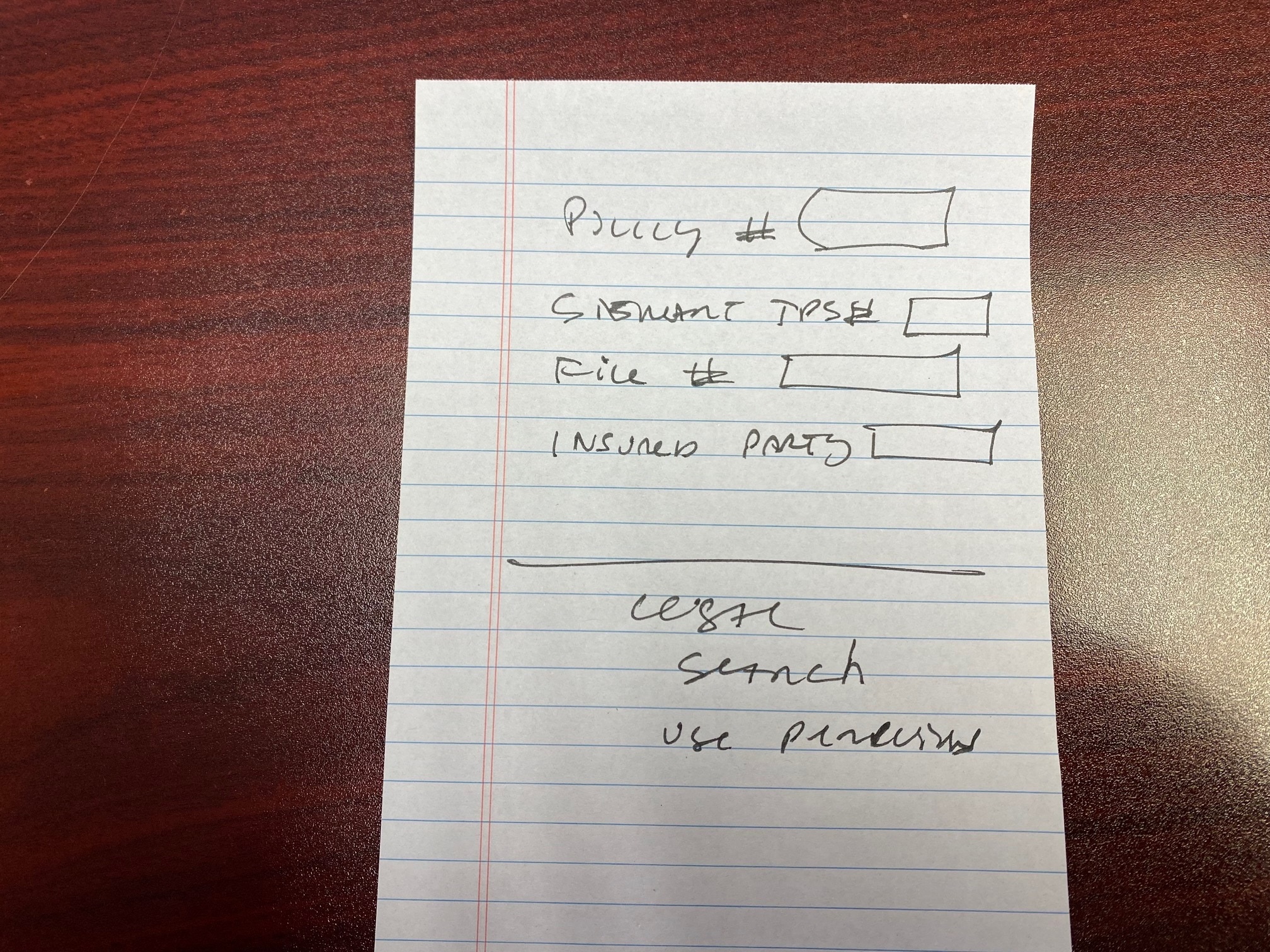 Wireframe: search and results layout